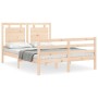 Double bed frame with solid wood headboard by vidaXL, Beds and slatted bases - Ref: Foro24-3194021, Price: 124,67 €, Discount: %