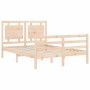 Double bed frame with solid wood headboard by vidaXL, Beds and slatted bases - Ref: Foro24-3194021, Price: 124,67 €, Discount: %