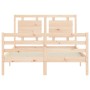 Double bed frame with solid wood headboard by vidaXL, Beds and slatted bases - Ref: Foro24-3194021, Price: 124,67 €, Discount: %