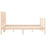 Double bed frame with solid wood headboard by vidaXL, Beds and slatted bases - Ref: Foro24-3194021, Price: 124,67 €, Discount: %