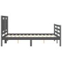 Double bed frame with gray solid wood headboard by vidaXL, Beds and slatted bases - Ref: Foro24-3194023, Price: 165,82 €, Dis...