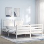 White solid wood bed frame with headboard 160x200 cm by vidaXL, Beds and slatted bases - Ref: Foro24-3194062, Price: 164,95 €...