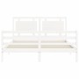 White solid wood bed frame with headboard 160x200 cm by vidaXL, Beds and slatted bases - Ref: Foro24-3194062, Price: 164,95 €...