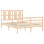 Double bed frame with solid wood headboard by vidaXL, Beds and slatted bases - Ref: Foro24-3194086, Price: 124,35 €, Discount: %