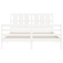 Double bed frame with white solid wood headboard by vidaXL, Beds and slatted bases - Ref: Foro24-3194122, Price: 156,16 €, Di...