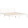 Double bed frame with white solid wood headboard by vidaXL, Beds and slatted bases - Ref: Foro24-3194122, Price: 156,16 €, Di...