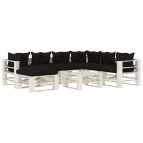 Garden pallet furniture 8 pieces with black wooden cushions by vidaXL, Garden sets - Ref: Foro24-3052356, Price: 690,55 €, Di...