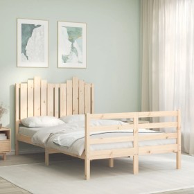 Estructura de cama de matrimonio con cabecero madera maciza de vidaXL, Camas y somieres - Ref: Foro24-3194151, Precio: 121,99...