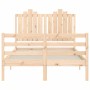 Double bed frame with solid wood headboard by vidaXL, Beds and slatted bases - Ref: Foro24-3194151, Price: 121,45 €, Discount: %