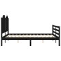 Double bed frame with black solid wood headboard by vidaXL, Beds and slatted bases - Ref: Foro24-3194190, Price: 168,99 €, Di...