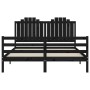 Double bed frame with black solid wood headboard by vidaXL, Beds and slatted bases - Ref: Foro24-3194190, Price: 168,99 €, Di...