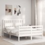 White solid wood bed frame with headboard 140x190 cm by vidaXL, Beds and slatted bases - Ref: Foro24-3194292, Price: 149,48 €...