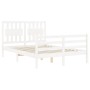 White solid wood bed frame with headboard 140x190 cm by vidaXL, Beds and slatted bases - Ref: Foro24-3194292, Price: 149,48 €...