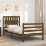 Honey brown solid wood bed frame with headboard 90x200cm by vidaXL, Beds and slatted bases - Ref: Foro24-3194299, Price: 122,...