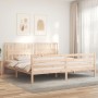 Bed frame with solid wood headboard 200x200 cm by vidaXL, Beds and slatted bases - Ref: Foro24-3194331, Price: 160,43 €, Disc...