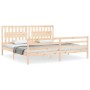 Bed frame with solid wood headboard 200x200 cm by vidaXL, Beds and slatted bases - Ref: Foro24-3194331, Price: 160,43 €, Disc...