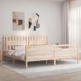 Bed frame with solid wood headboard 200x200 cm by vidaXL, Beds and slatted bases - Ref: Foro24-3194331, Price: 160,43 €, Disc...