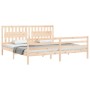 Bed frame with solid wood headboard 200x200 cm by vidaXL, Beds and slatted bases - Ref: Foro24-3194331, Price: 160,43 €, Disc...