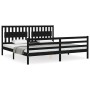 Bed frame with black solid wood headboard 200x200 cm by vidaXL, Beds and slatted bases - Ref: Foro24-3194335, Price: 181,25 €...