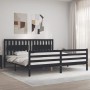 Bed frame with black solid wood headboard 200x200 cm by vidaXL, Beds and slatted bases - Ref: Foro24-3194335, Price: 181,25 €...