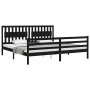 Bed frame with black solid wood headboard 200x200 cm by vidaXL, Beds and slatted bases - Ref: Foro24-3194335, Price: 181,25 €...