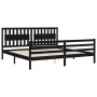 Bed frame with black solid wood headboard 200x200 cm by vidaXL, Beds and slatted bases - Ref: Foro24-3194335, Price: 181,25 €...