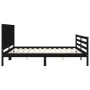 Bed frame with black solid wood headboard 200x200 cm by vidaXL, Beds and slatted bases - Ref: Foro24-3194335, Price: 181,25 €...