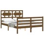 Estructura de cama matrimonio con cabecero madera marrón miel de vidaXL, Camas y somieres - Ref: Foro24-3194414, Precio: 161,...