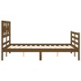 Double bed frame with honey brown wooden headboard by vidaXL, Beds and slatted bases - Ref: Foro24-3194414, Price: 160,99 €, ...