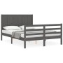 Estructura de cama con cabecero madera maciza gris 120x200 cm de vidaXL, Camas y somieres - Ref: Foro24-3194503, Precio: 150,...