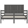 Estructura de cama con cabecero madera maciza gris 120x200 cm de vidaXL, Camas y somieres - Ref: Foro24-3194503, Precio: 150,...