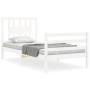 White solid wood bed frame with headboard 90x200 cm by vidaXL, Beds and slatted bases - Ref: Foro24-3194557, Price: 103,64 €,...