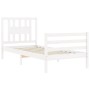 White solid wood bed frame with headboard 90x200 cm by vidaXL, Beds and slatted bases - Ref: Foro24-3194557, Price: 103,64 €,...