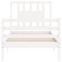 White solid wood bed frame with headboard 90x200 cm by vidaXL, Beds and slatted bases - Ref: Foro24-3194557, Price: 103,64 €,...