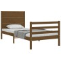 Honey brown solid wood bed frame and headboard 100x200 cm by vidaXL, Beds and slatted bases - Ref: Foro24-3194629, Price: 126...