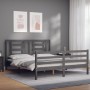 Double bed frame with gray solid wood headboard by vidaXL, Beds and slatted bases - Ref: Foro24-3194708, Price: 153,79 €, Dis...