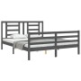 Estructura de cama matrimonio con cabecero madera maciza gris de vidaXL, Camas y somieres - Ref: Foro24-3194708, Precio: 153,...