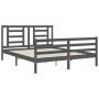 Double bed frame with gray solid wood headboard by vidaXL, Beds and slatted bases - Ref: Foro24-3194708, Price: 153,79 €, Dis...