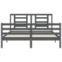 Double bed frame with gray solid wood headboard by vidaXL, Beds and slatted bases - Ref: Foro24-3194708, Price: 153,79 €, Dis...