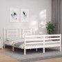 White solid wood bed frame with headboard 160x200 cm by vidaXL, Beds and slatted bases - Ref: Foro24-3194712, Price: 141,16 €...