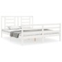 White solid wood bed frame with headboard 160x200 cm by vidaXL, Beds and slatted bases - Ref: Foro24-3194712, Price: 141,16 €...