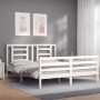 White solid wood bed frame with headboard 160x200 cm by vidaXL, Beds and slatted bases - Ref: Foro24-3194712, Price: 141,16 €...