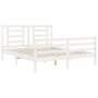 White solid wood bed frame with headboard 160x200 cm by vidaXL, Beds and slatted bases - Ref: Foro24-3194712, Price: 141,16 €...