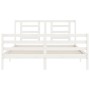 White solid wood bed frame with headboard 160x200 cm by vidaXL, Beds and slatted bases - Ref: Foro24-3194712, Price: 141,16 €...