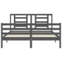 Gray solid wood bed frame with headboard 160x200 cm by vidaXL, Beds and slatted bases - Ref: Foro24-3194713, Price: 150,40 €,...