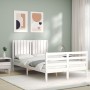 White solid wood bed frame with headboard 120x200 cm by vidaXL, Beds and slatted bases - Ref: Foro24-3194762, Price: 129,75 €...