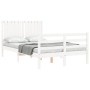 White solid wood bed frame with headboard 120x200 cm by vidaXL, Beds and slatted bases - Ref: Foro24-3194762, Price: 129,75 €...