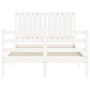 White solid wood bed frame with headboard 120x200 cm by vidaXL, Beds and slatted bases - Ref: Foro24-3194762, Price: 129,75 €...