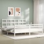 Double bed frame with white solid wood headboard by vidaXL, Beds and slatted bases - Ref: Foro24-3194847, Price: 151,76 €, Di...