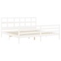 Double bed frame with white solid wood headboard by vidaXL, Beds and slatted bases - Ref: Foro24-3194847, Price: 151,76 €, Di...